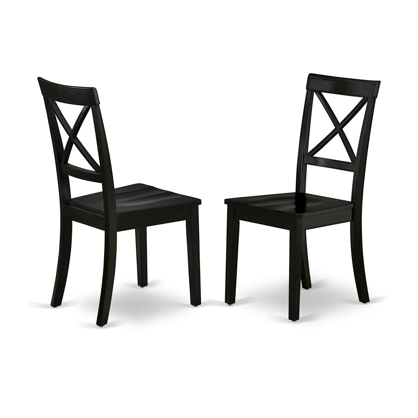 East West Furniture DLBO5-BLK-W 5 Piece Dinette Set for 4 Includes a Round Dining Room Table with Dropleaf and 4 Kitchen Dining Chairs, 42x42 Inch, Black