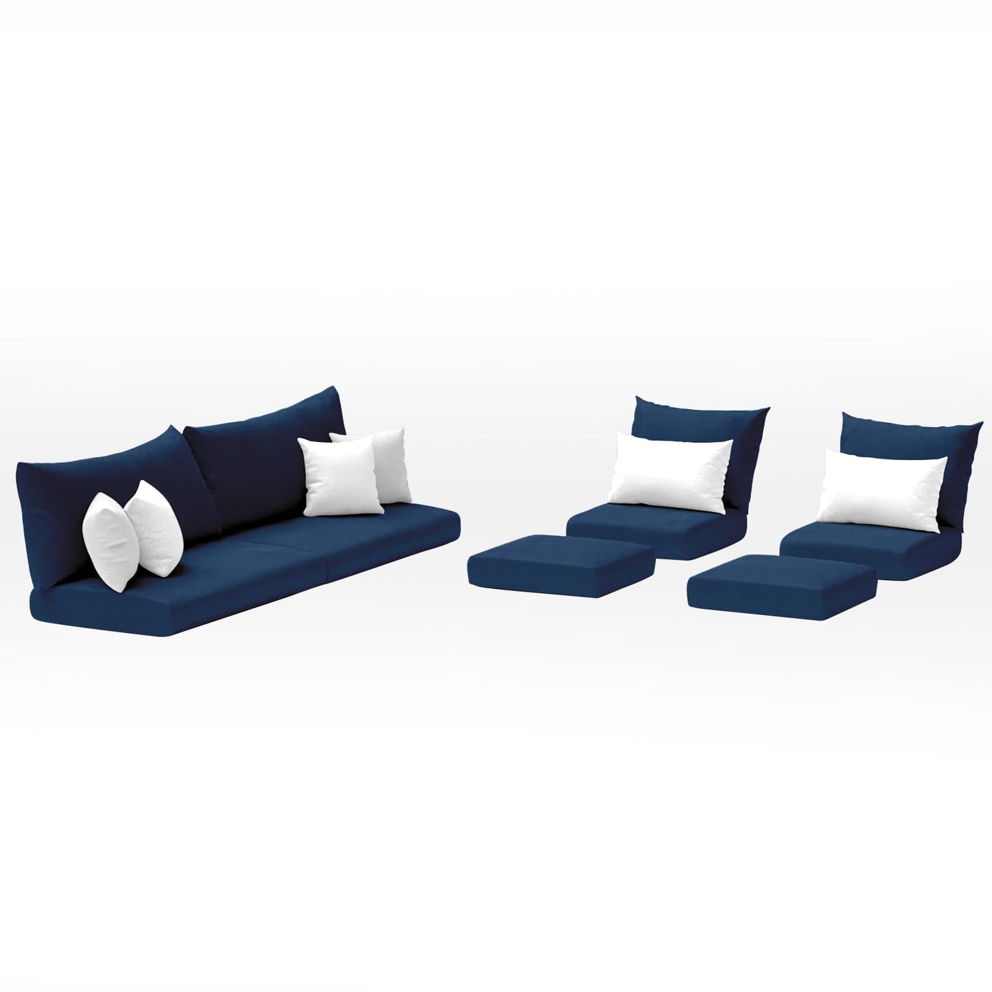 MFPMTUXO (Cushions Only) 16 Pcs Patio Conversation Sets Cushions for 7 Piece Wicker Rattan Sofa Seating Group, Outdoor Conversations Furniture Set Cushion Waterproof(Navy Blue)