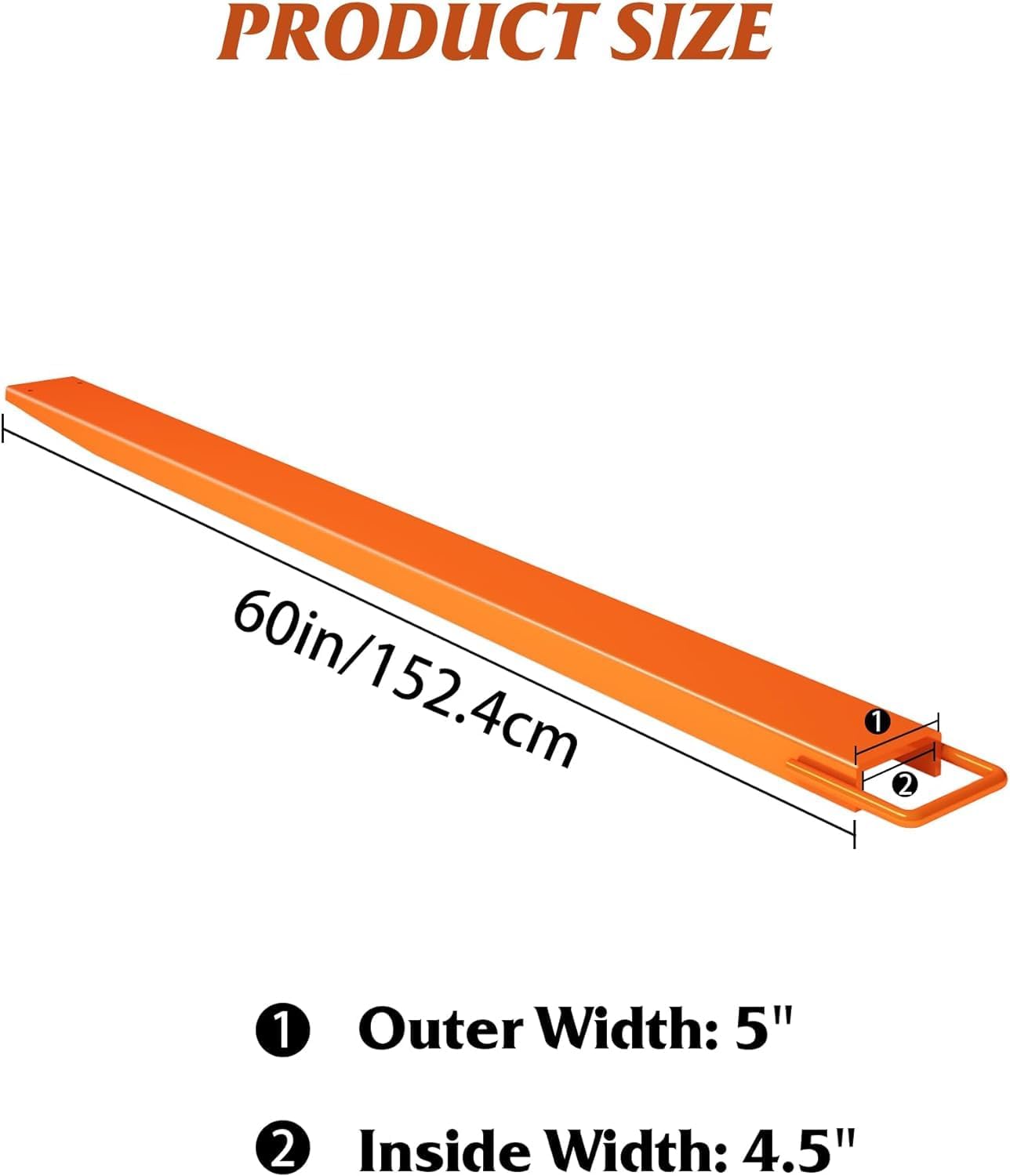 96" Pallet Forklift Extensions, Heavy Duty Fork Extensions 4600 LBS Capacity 4.5" Width for Forklifts, 1 Pair for Forklift Truck,Orange