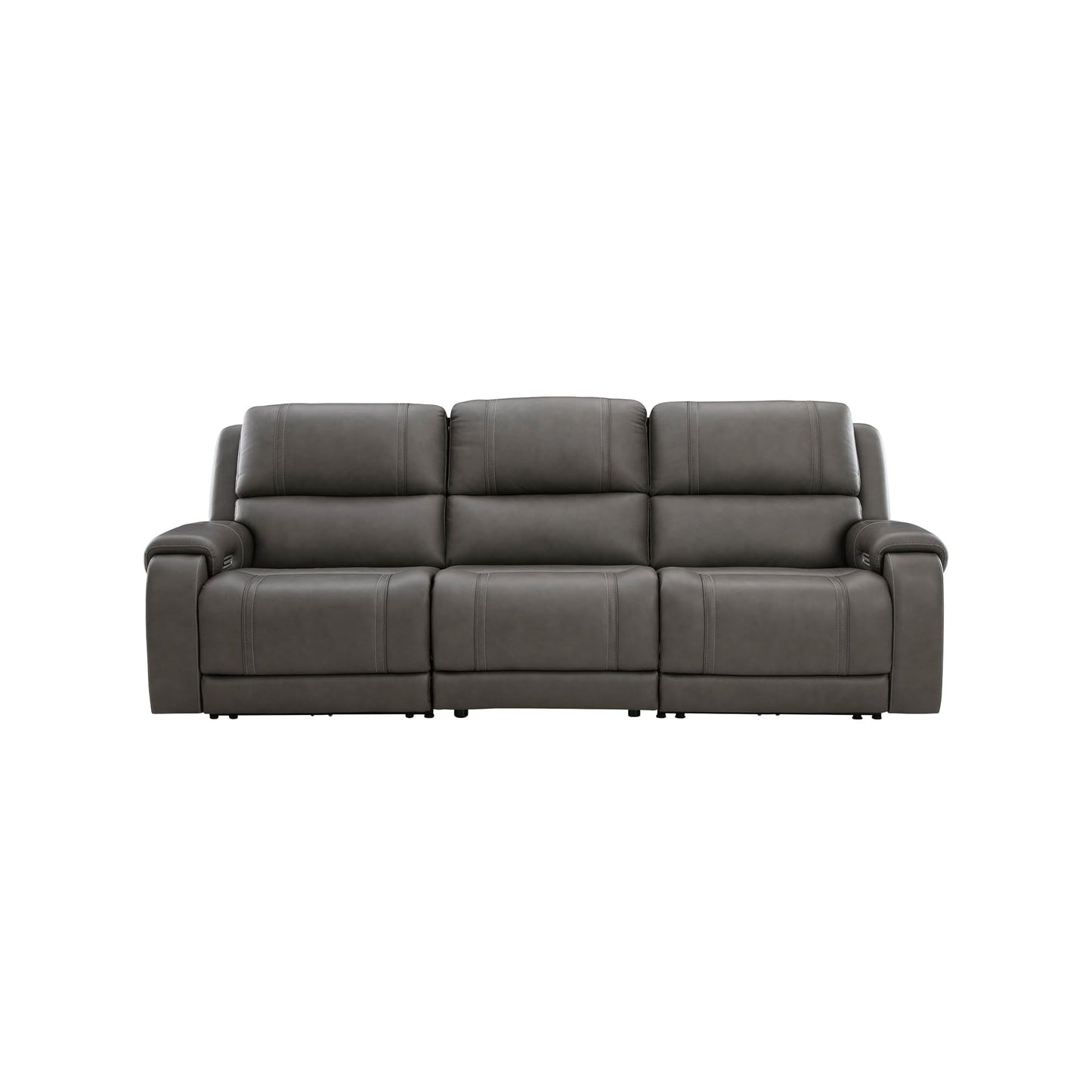 Signature Design by Ashley 5Z-Harrenhurst Transitional Leather Match 3-Piece Power Sectional Reclining Sofa with Adjustable Headrest, USB Ports, Heat and Massage Functions, Gray