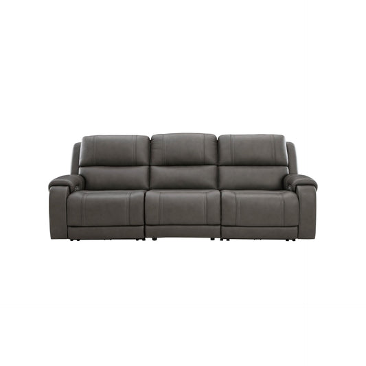 Signature Design by Ashley 5Z-Harrenhurst Transitional Leather Match 3-Piece Power Sectional Reclining Sofa with Adjustable Headrest, USB Ports, Heat and Massage Functions, Gray