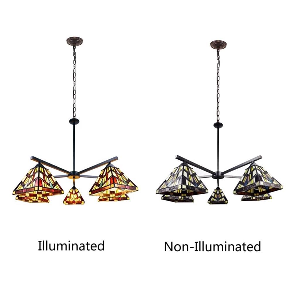 Chloe Lighting 5-Light Chandelier Tiffany-Style Blackish Bronze 30in Wide Multicolor Glass Model CH3T523BM30-EE5