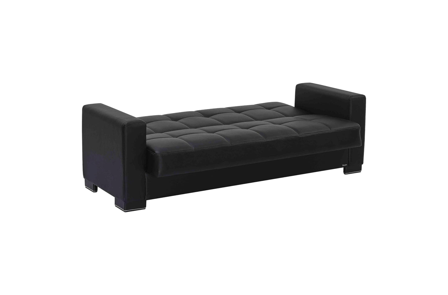 Ottomanson Convertible Sofa Bed Futon Couch with Hidden Storage & Click-Clack Sit-Sleep Conversion – Firm Support Sleeper Sofa for Living Room, Apartment & Guest Room, Black
