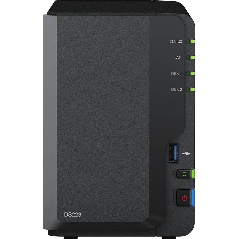 Synology DiskStation DS223 NAS Server with RTD1619B 1.7GHz CPU, 2GB Memory, 16TB HDD Storage, 1 x 1GbE LAN Port, DSM Operating System