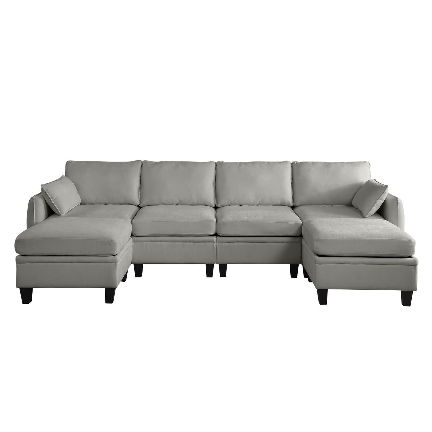 109" Modular Sectional Sofa, U-Shaped Cloud Couch with 2 Storage Ottoman, 6-Seat Chenille Deep Seat Sofa for Living Room, Apartment, Office, Dark Grey
