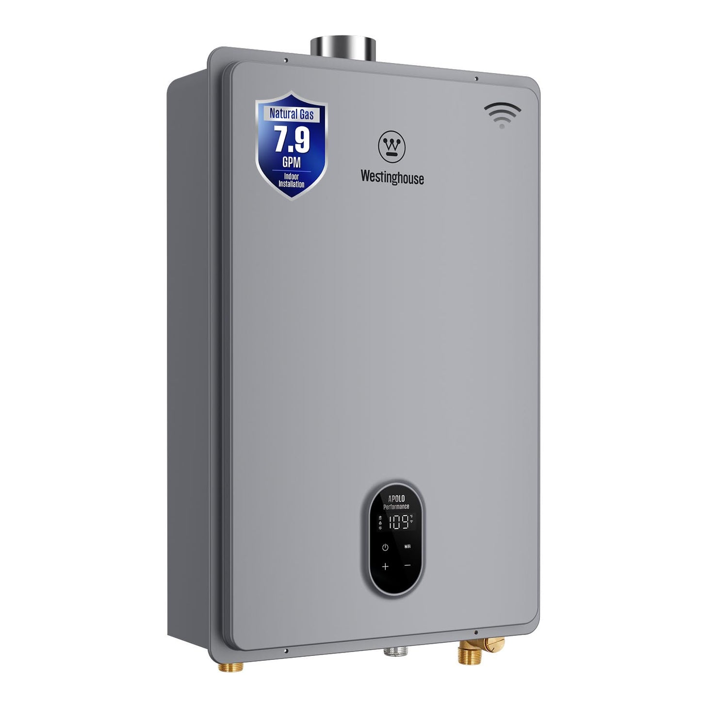Westinghouse Smart Tankless Water Heater Gas Indoor, 7.9 GPM 180,000 BTU Whole Home Natural Gas Heater, WiFi App Control, ±1°F Temperature Stability, Non-Condensing for 3-5 Fixtures