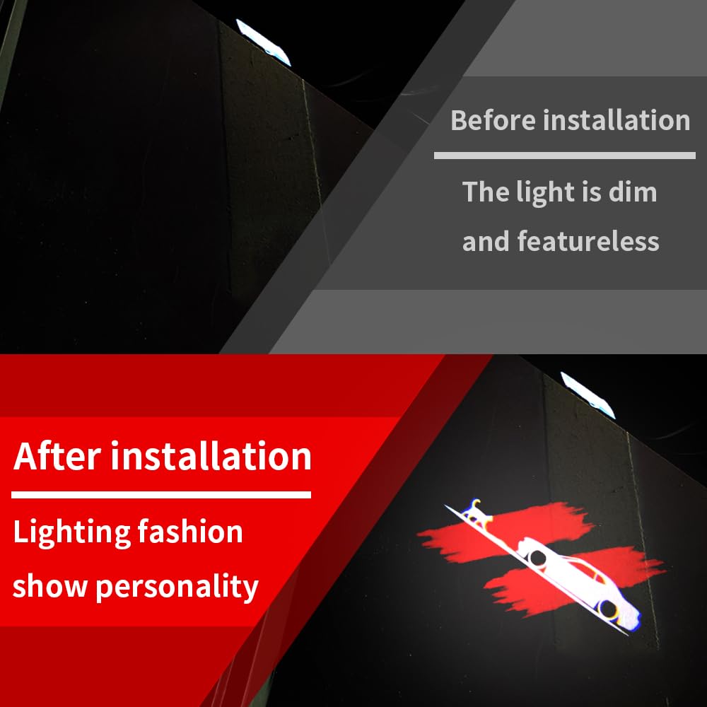 BuJinZeTui 2PCS Door Lights Logo for Challenger 2015-Present, LED Ghost Shadow Projection Light, Color 02, Plastic Material