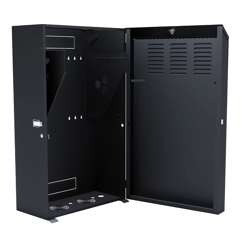 NavePoint 8U Vertical Server Rack Enclosure, Low Profile, 35.4" Deep, Max Weight Capacity 132lbs - 8U Network Cabinet Vertical Wall Mount, Perforated, Black