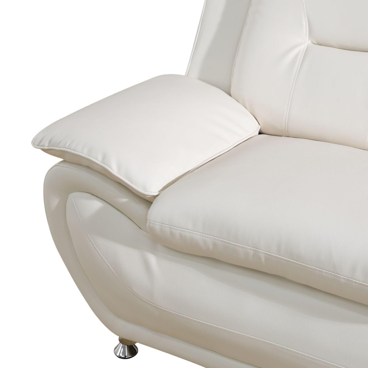 UOCFYK Lounge Comfy Faux Leather Sectional Sofa Modern Couch for Small Living Room/Dorm/Bedroom/Office/Apartment for Small Spaces, (White, Three-Piece)