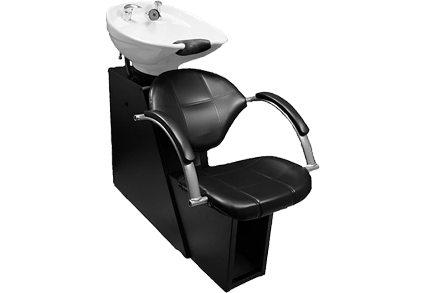 LCL Beauty Professional Salon Shampoo Backwash Unit with Adjustable Tilt Ceramic Bowl, Triple Certified Vacuum Breaker, Includes 6 Microfiber Towels (White Ceramic Bowl)