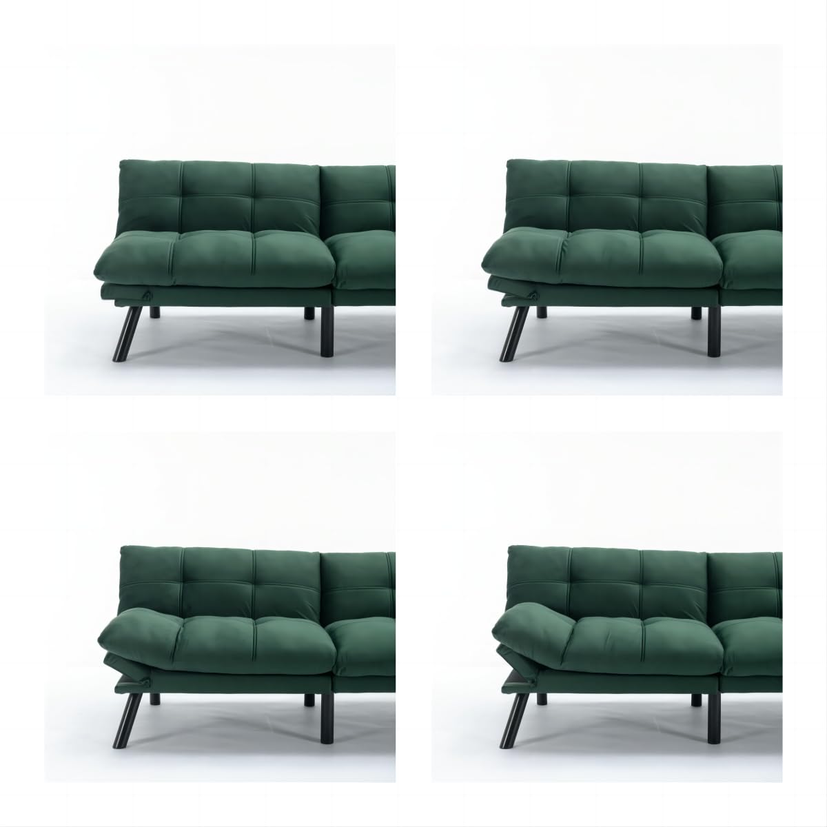 GDFStudio Hayezc Loveseat Sofa, Convertible Sofa Bed, 2-in-1 Folding Modern Futon with Adjustable Armrest & Backrest, 800lbs Capacity Small Apartment Sleeper for Living Room, Office, Emerald Green