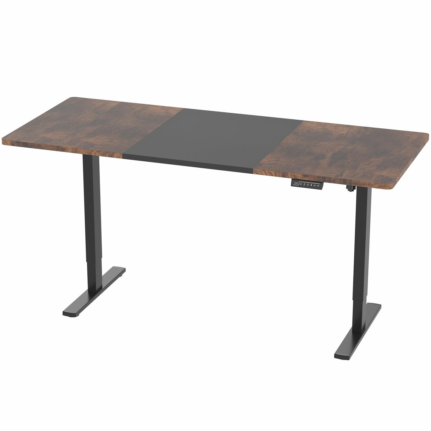 VIVO Electric 71 x 30 in Rustic Standing Desk, Memory Height Adjustment, 1B Series, Holds 220 lbs, Black and Vintage Brown Top, Black Frame, DESK-KIT-1B7BN
