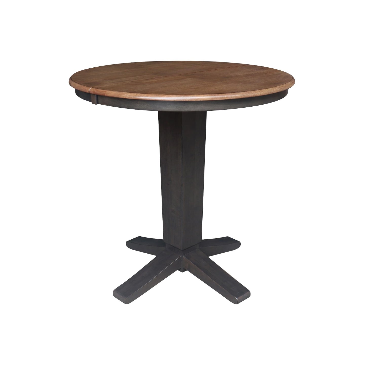 IC INTERNATIONAL CONCEPTS 36" Solid Wood Round Top Pedestal Dining Table with 12" Leaf - 36.1" H