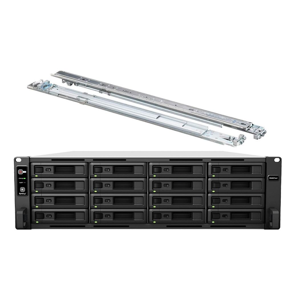 Synology RackStation RS4021xs+ NAS Server with Xeon 2.1GHz CPU, 64GB Memory, 288TB HDD Storage, 2 x 10GbE LAN Ports, DSM Operating System Bundle with Rail kit