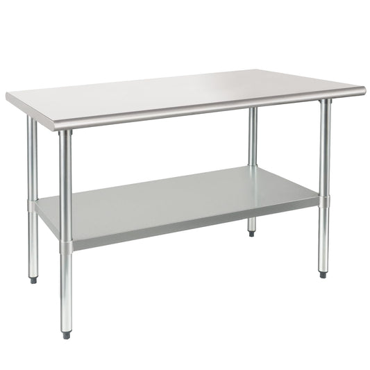 HARDURA Stainless Steel Table 30X48 Inches with Undershelf and Galvanized Legs NSF Heavy Duty Commercial Prep Work Table for Restaurant Kitchen Home and Hotel