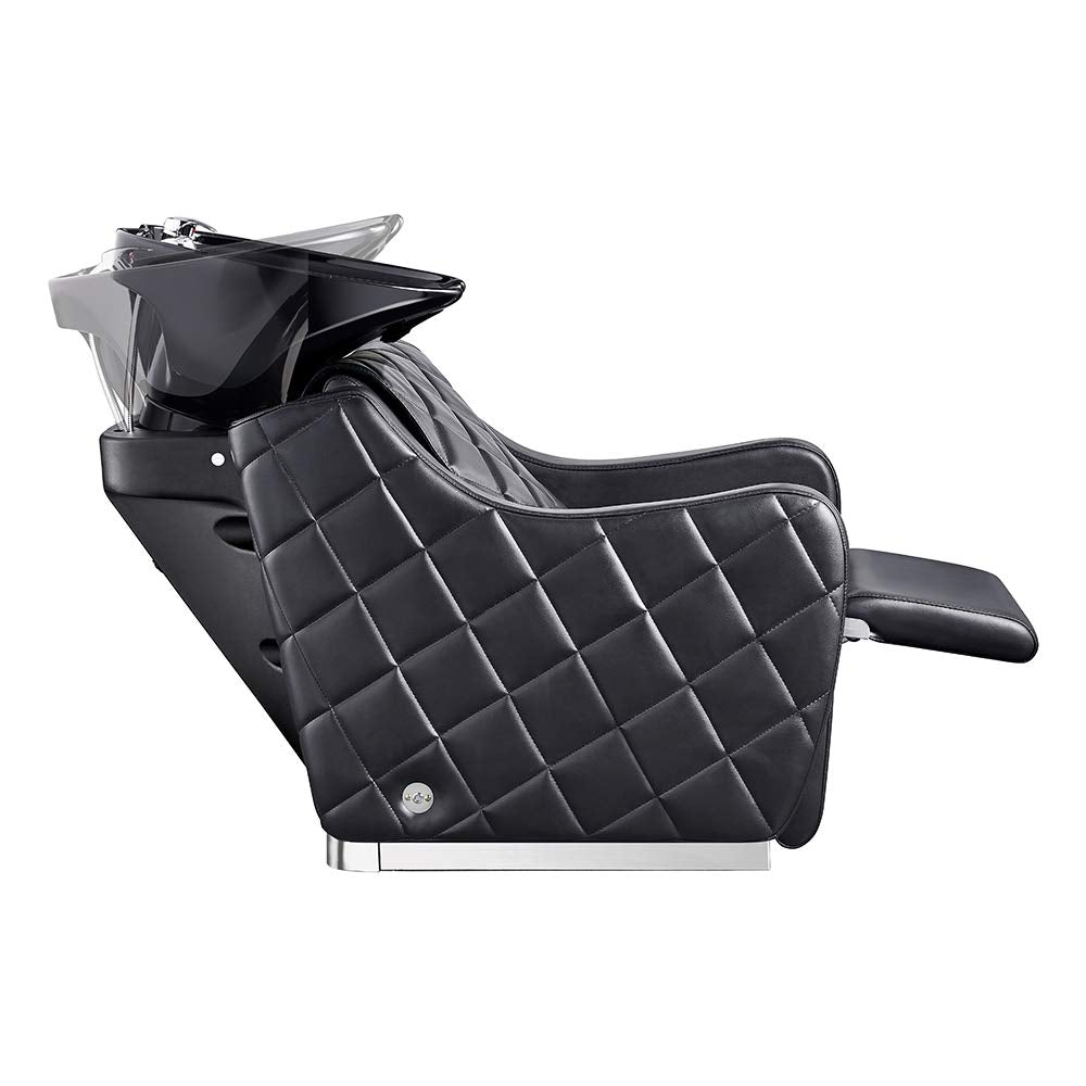Shampoo Backwash Unit Massage and Electrical Leg-Rest Salon Shampoo Station Minervah in Black