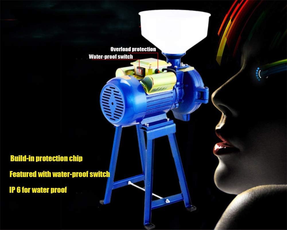 ICEMOB 2200W Electric Feed/Flour Mill Dry Cereals Grinder Machine + Funnel Rice Corn Grain Bean Coffee Wheat Feed Machine with Funnel