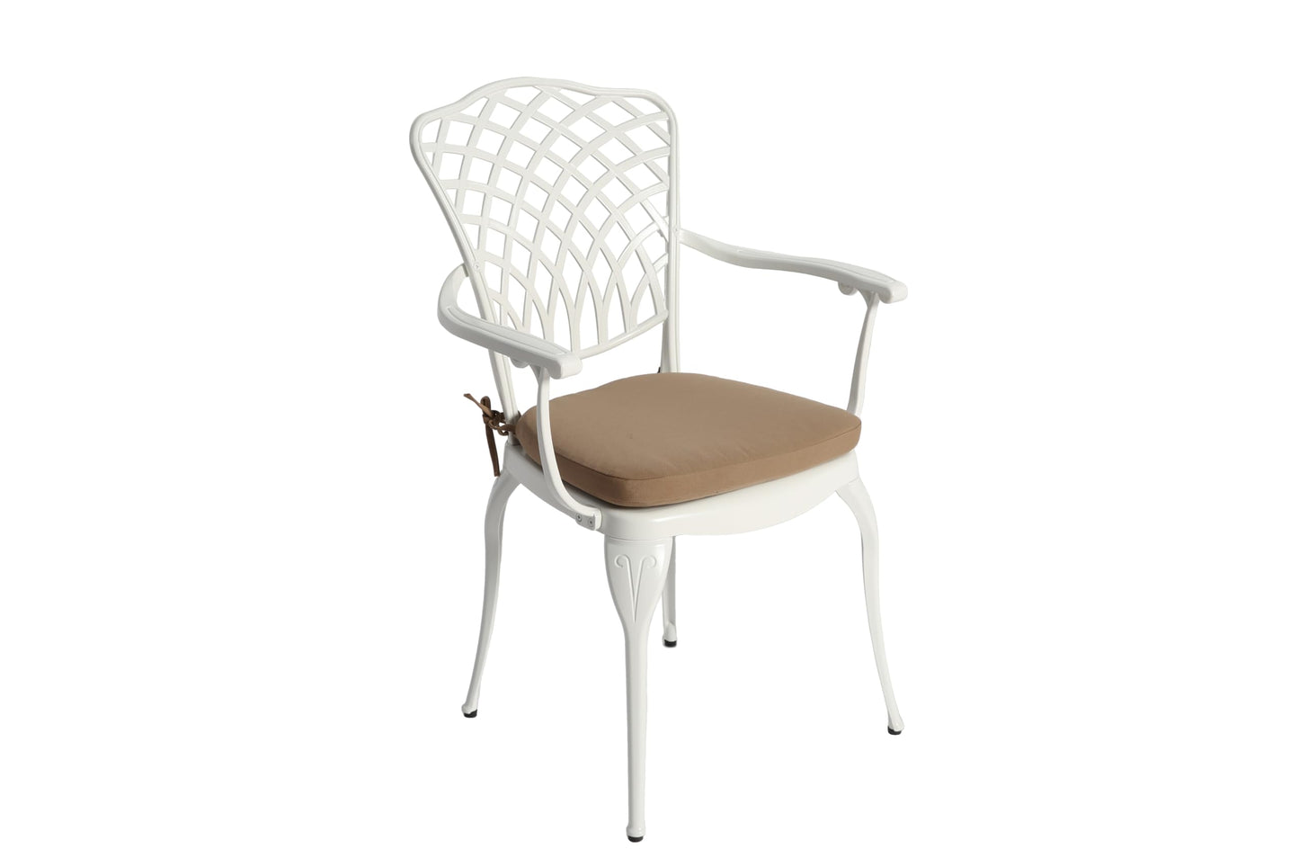 GDFStudio 3-Piece Patio Bistro Set Cast Aluminum Outdoor Furniture Set with Cushions, Weather-Resistant Bistro Table and 2 Chairs with Umbrella Hole, Patio Conversation Set for Garden, Balcony, White