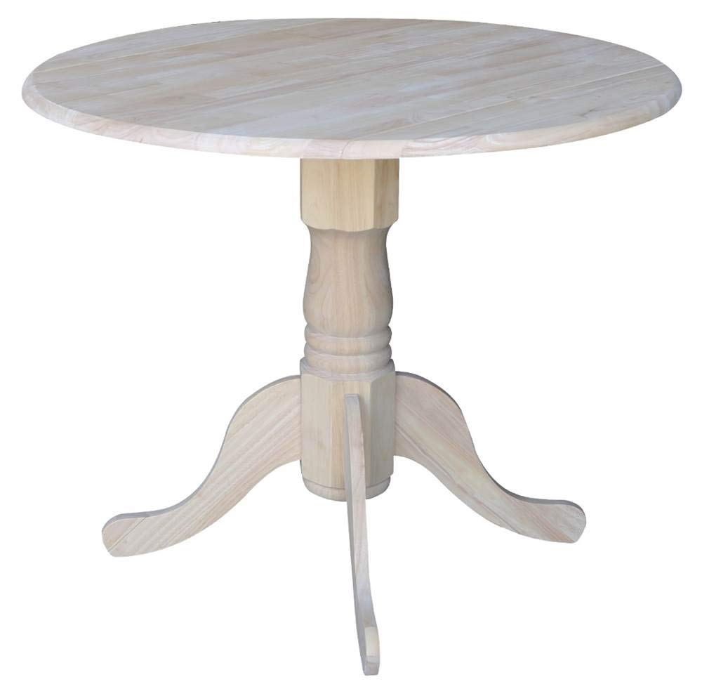 International Concepts 36-Inch Dual Drop Leaf Table, Solid Parawood, Unfinished