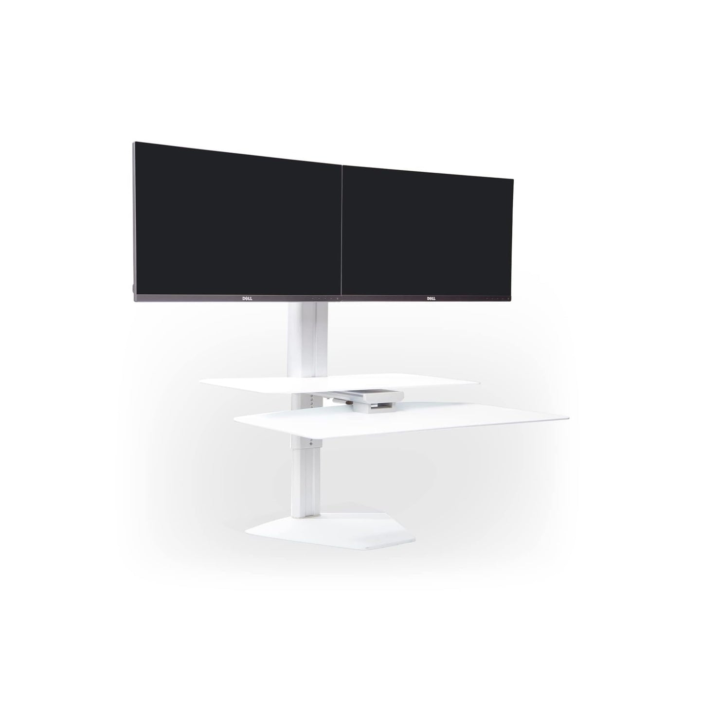 Perfect POSTURE Sit2Stand Standing Desk Converter with Dual Monitor Mount – 18” Height Adjustable Sit-Stand Workstation – White