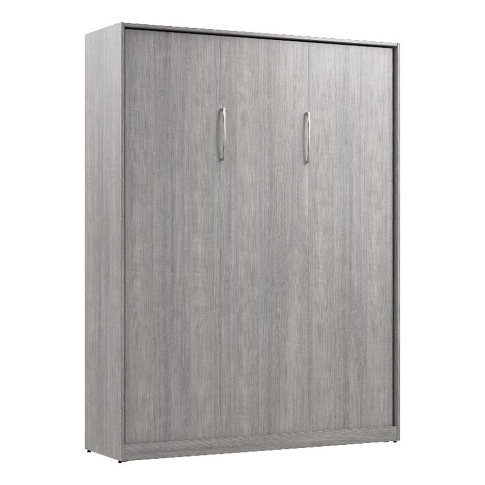 Pemberly Row Modern Queen Murphy Bed, Engineered Wood, Platinum Gray Finish, Space-Saving Dual Piston Wall Bed with Brushed Nickel Hardware, Mattress Support Slats, Ideal for Bedroom Use