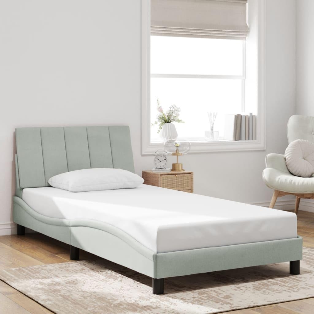 FUDUGEHMIOFWFJJ Adjustable Bed,Queen Size Bed,Bases de Camas Queen,Bed Frame Without Mattress Light Gray 39.4"x74.8" VelvetSuitable for Bedroom, Office, Balcony