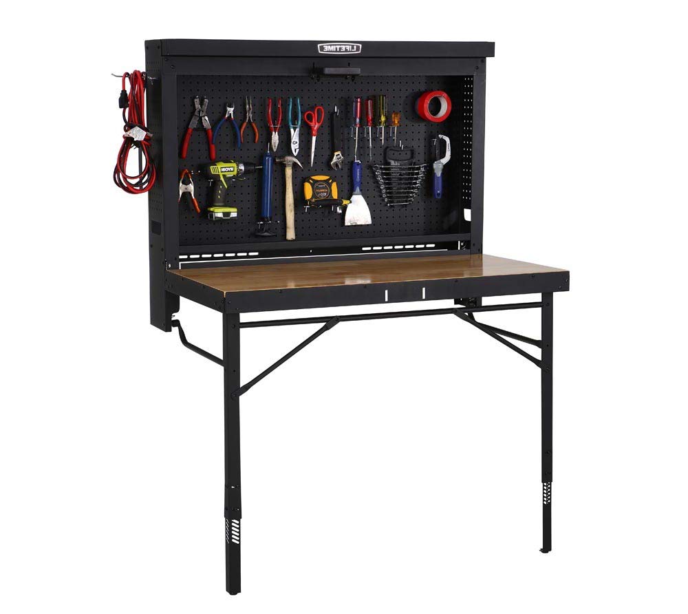 LIFETIME Products Wall Mounted Work Table, 4', Wood Varnish (80421)