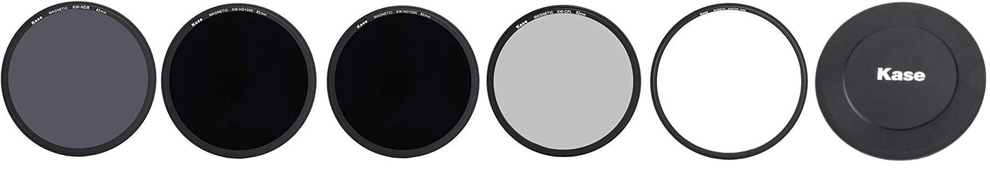 Kase Wolverine 82mm Pro ND Kit II Magnetic Shockproof Tempered Optical Glass Filter Includes Magnetic CPL ND8 ND64 ND1000 Lens Cap & Case 82