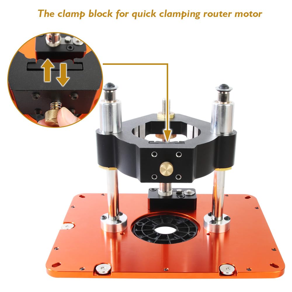O'SKOOL Router Lift Systems for 3-1/2" Diameter Motors, 9-1/4'' x 11-3/4'' Plate 5-Piece Insert Ring Kit, RTS05