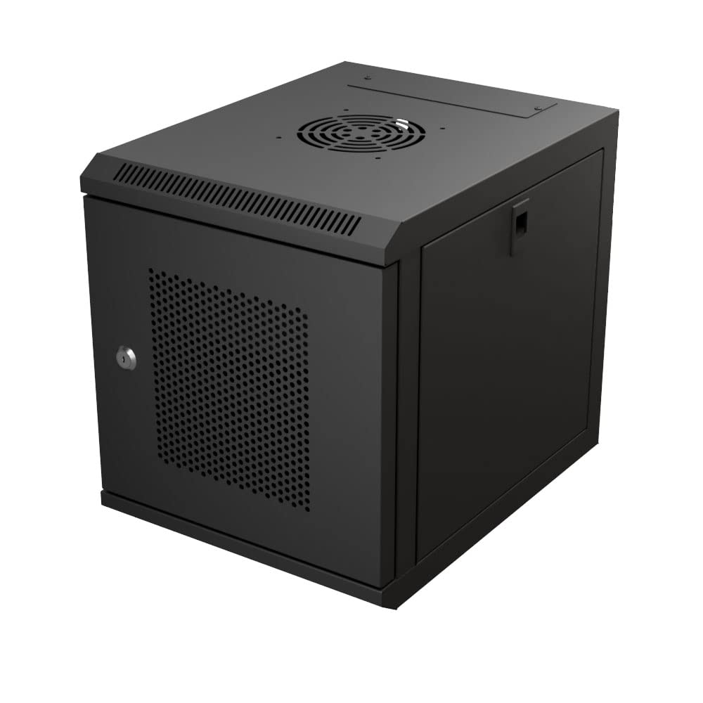 NavePoint 6U 10 Inch Network Server Cabinet, 15.75 inch Deep, Perforated Door, Black, Wall Mountable, 2 x Shelves, 1 x Blank Panel