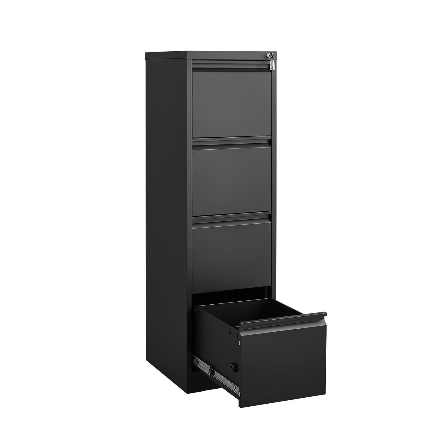 BouPower 4 Drawer File Cabinet with Lock, Vertical File Cabinets for Home Office, Heavy Duty Metal Lockable Filing Storage Cabinet for Letter/Legal/a4/f4 Size Files, Assembly Required, Black