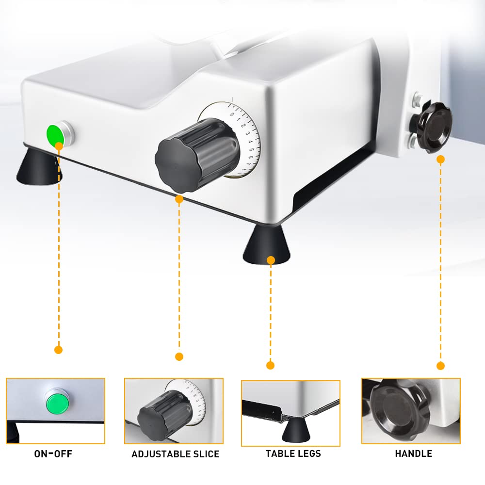 Meat Slicer 340WHome Use and for Commercial 10-inch Electric Food Slicer with Chromium-plated Steel Blade and Built-in Sharpening Stone Easy to Clean Adjustable Thickness Cuts Meat Bread and Cheese