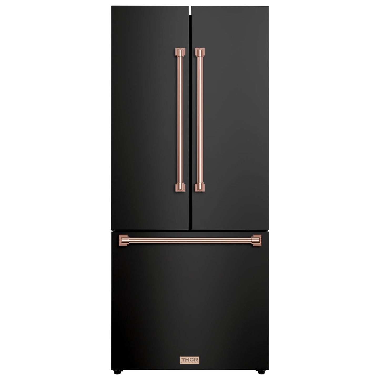 Thor Kitchen Gordon Ramsay 30 Inch 17.7 cu ft French Door Counter Depth Refrigerator with Ice Maker in Black/Rose Gold