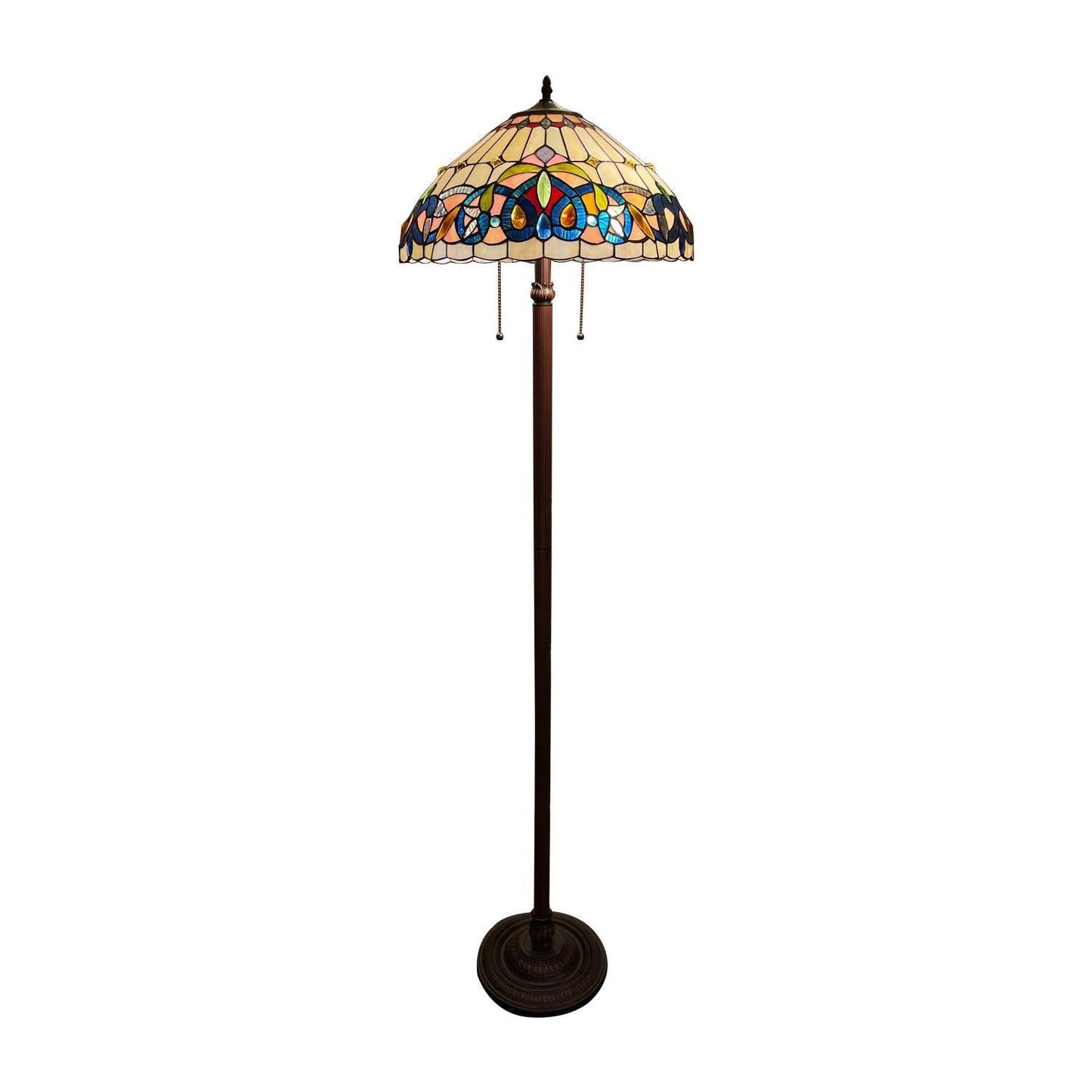 Chloe Lighting 2 Light Floor Lamp, Victorian Tiffany-Style, Dark Bronze, Multicolor, 18in  Wide, Model CH3T353BV18-FL2