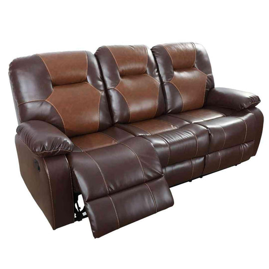 Manual Breathing Leather Reclining Sofa, Comfortable Wide Lazy Leather Couch for Living Room (Brown, Three-Seater)
