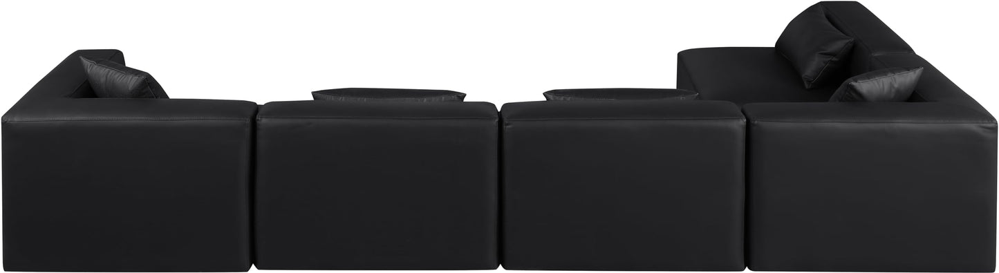 Meridian Furniture 668Black-Sec5D Cube Collection Modern | Contemporary Modular Sectional with Soft Black Vegan Leather, Modular to Create Infinite Configurations, 144" W x 72" D x 26" H, Black