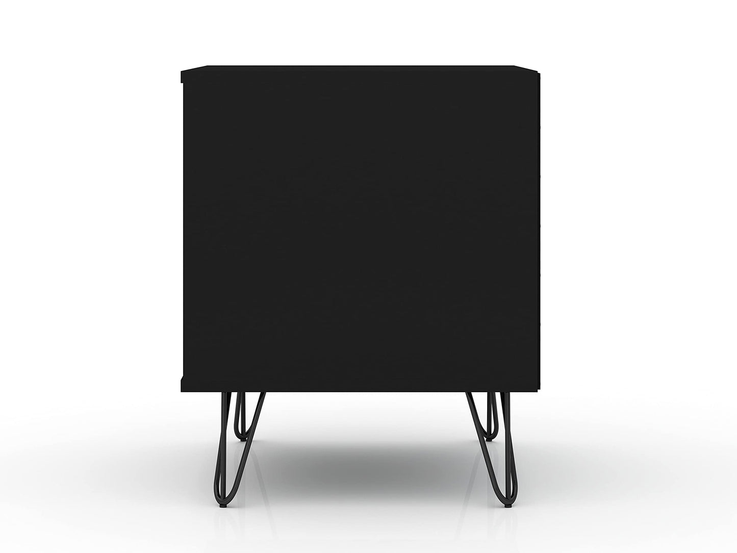 Manhattan Comfort Rockefeller Nightstands Set of 2 with Drawer and Cubby, Ideal for Bedroom and Living Room, Bedside Table with Mid Century Modern Design, Functional Storage Organizer, Black