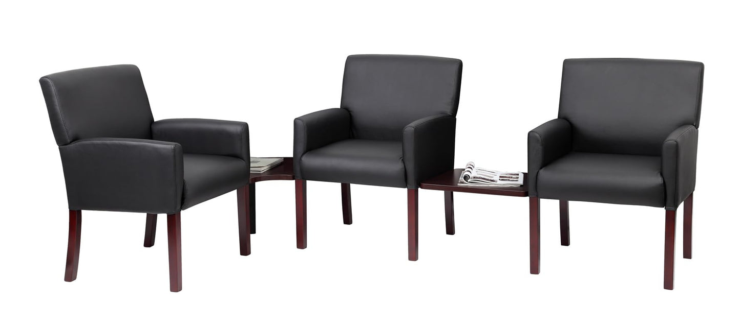 Boss Office Products Reception Box Arm Chair with Mahogany Finish in Black (B629M)