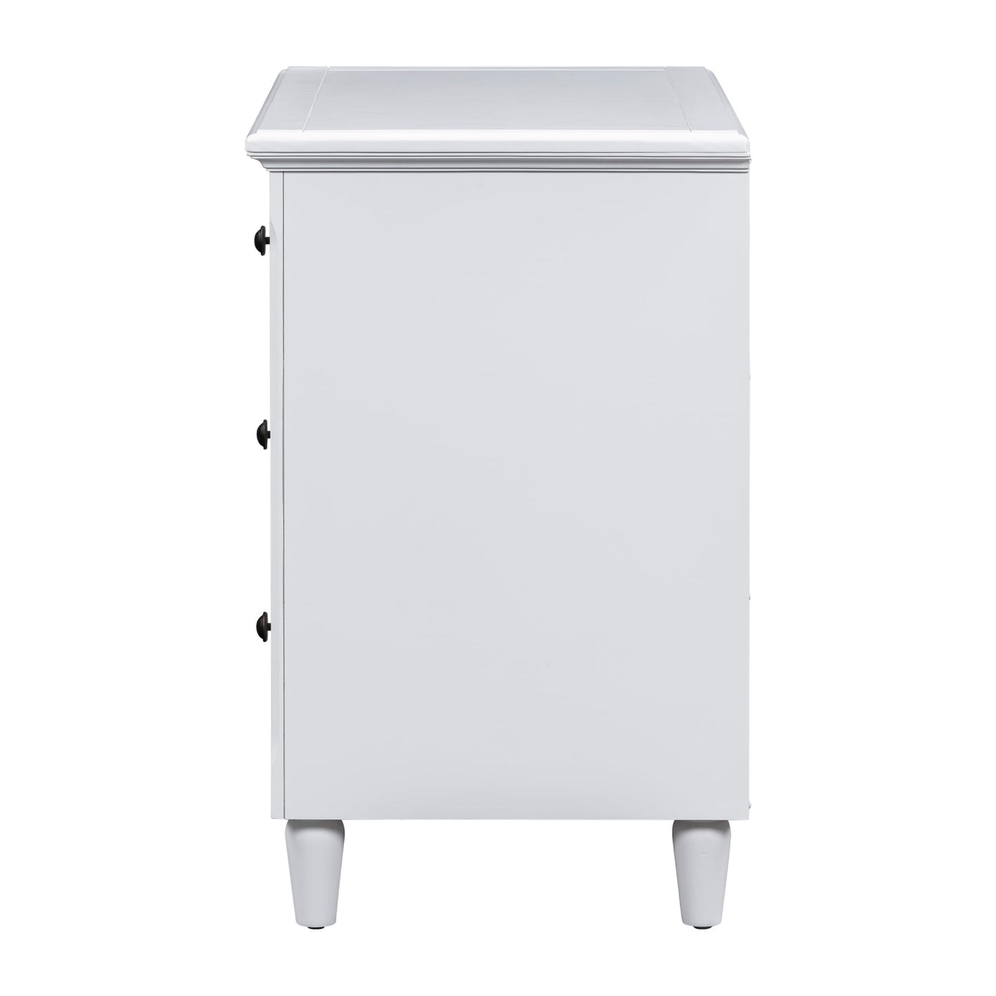 Knocbel Modern Nightstand with 3 Storage Drawers, Solid Wood Bedside Night Stand Sofa Side End Table, Fully Assembled (White)