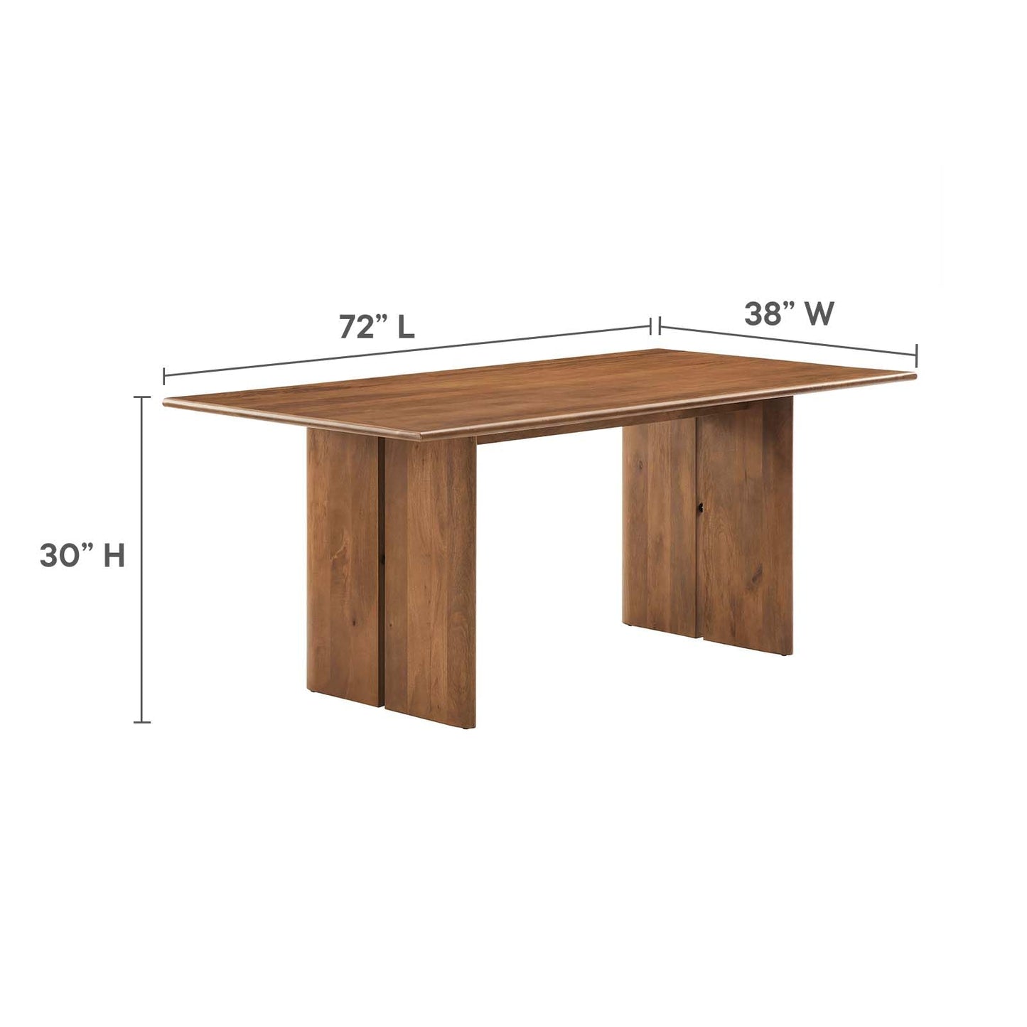 Modway Amistad 72" Solid Wood Modern Farmhouse Rectangular Dining Table in Walnut