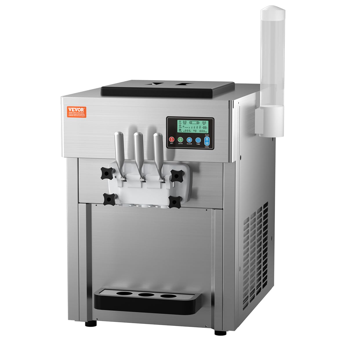 VEVOR Commercial Ice Cream Machine, 21 QT/H Soft Serve Ice Cream Maker with LCD Panel Auto Clean 3-Flavor Pre-cooling for Restaurant Snack Bar