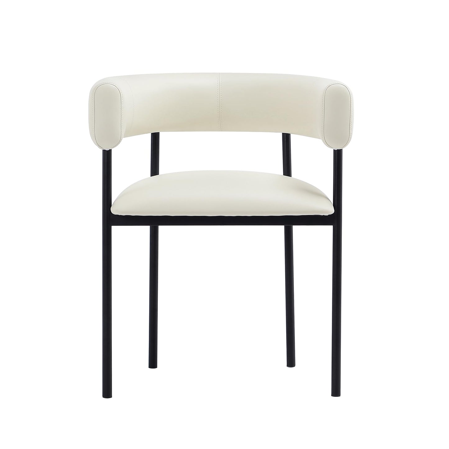 Manhattan Comfort Onda Dining Chair Upholstered in Vegan Leather, Metal Frame with Wraparound Backrest, Modern Seating for Kitchen Counter and Table, Ivory
