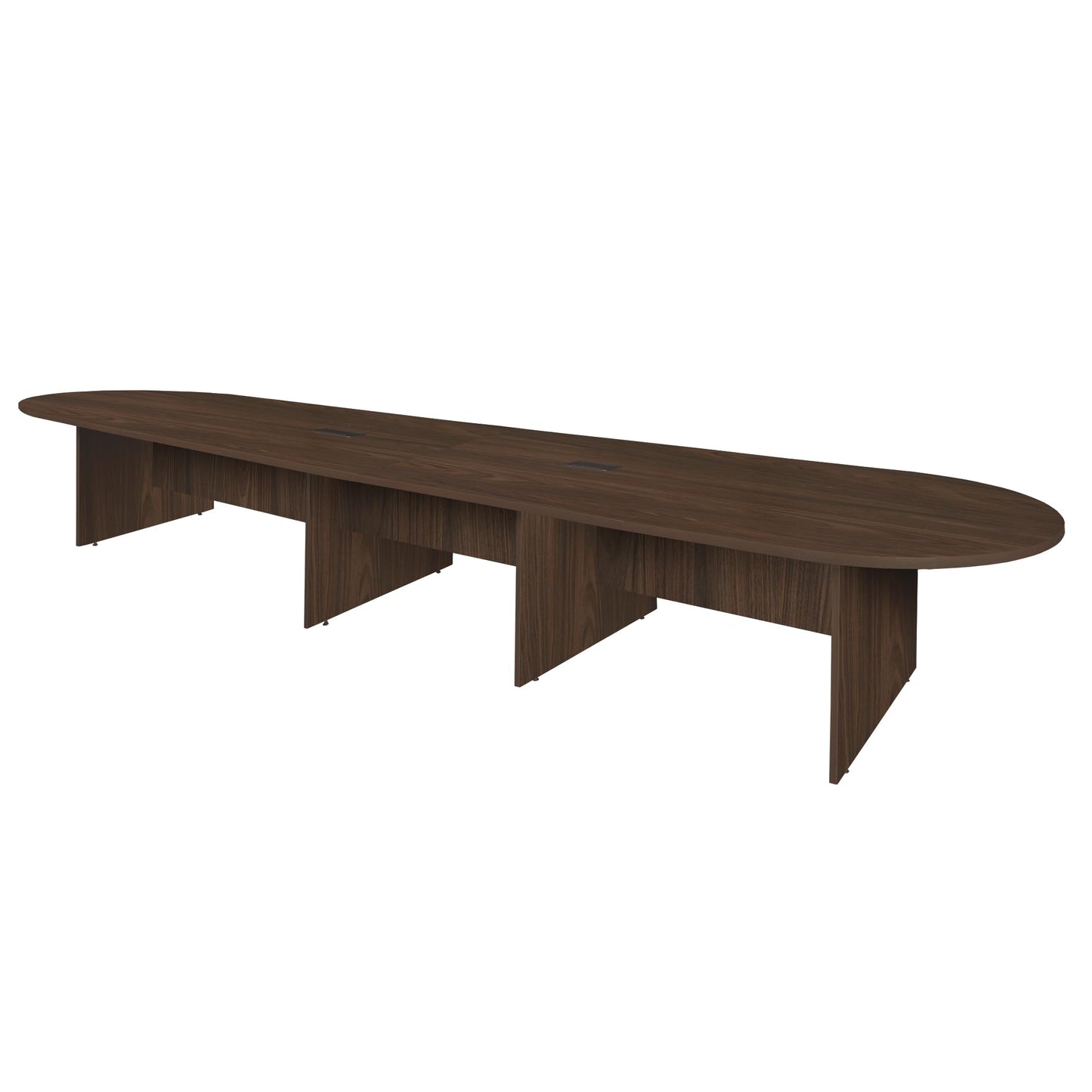 Romig Legacy 16 ft Racetrack Laminate Conference Table with 2 Charging Ports- Neo Walnut