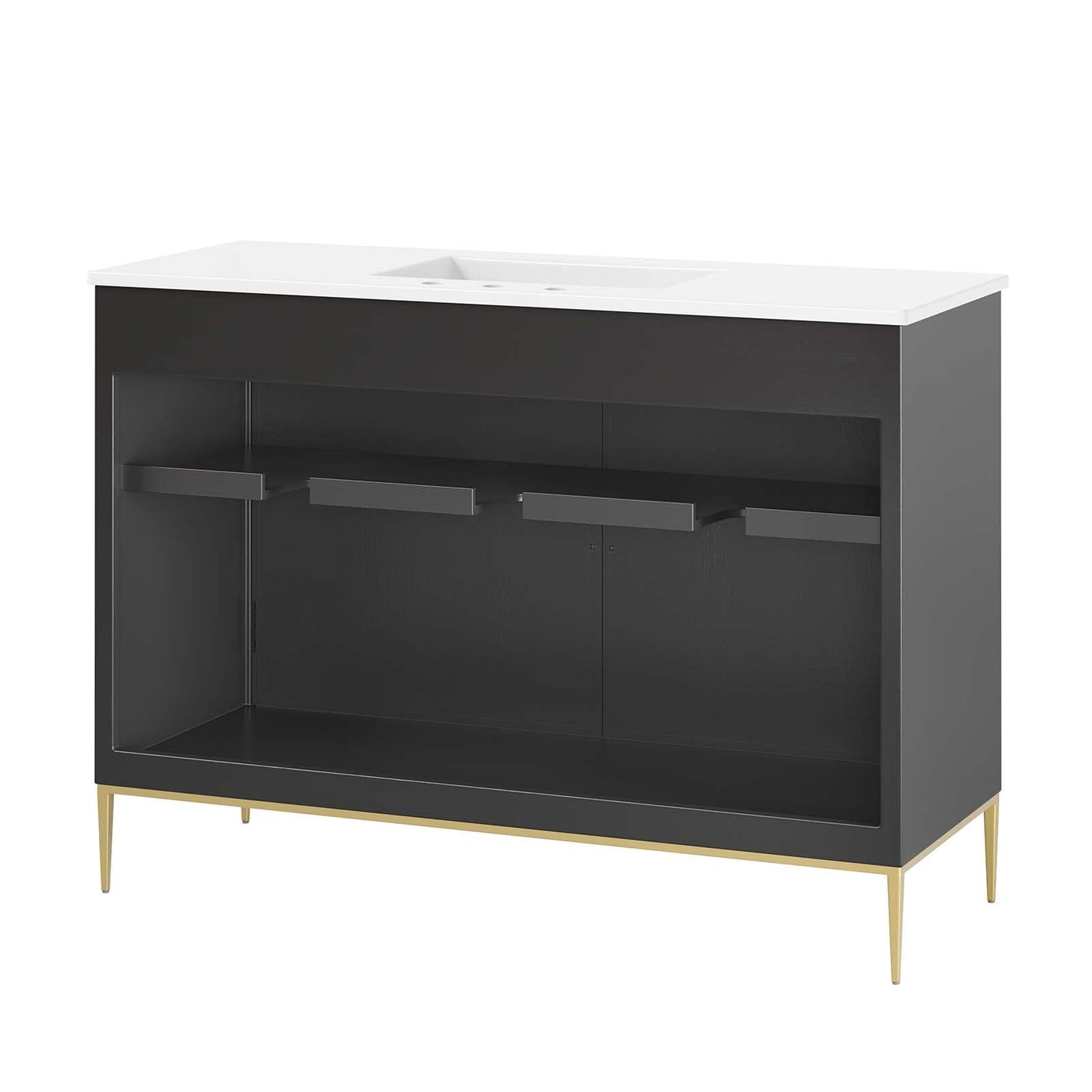 Modway Awaken Bathroom Vanity Cabinet, 48", White Black