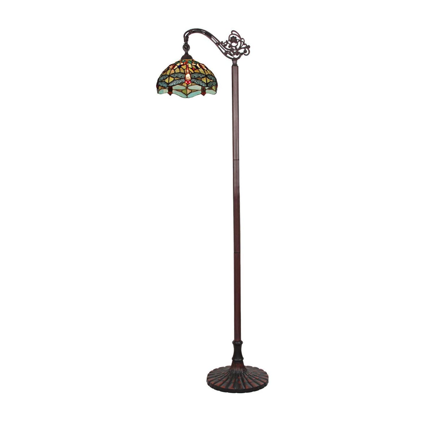 Chloe Lighting Empress Dragonfly Tiffany-Style Floor Lamp, Dark Bronze, 11.81in  x 64.37in , Multicolor, Model CH3T471GD11-RF1