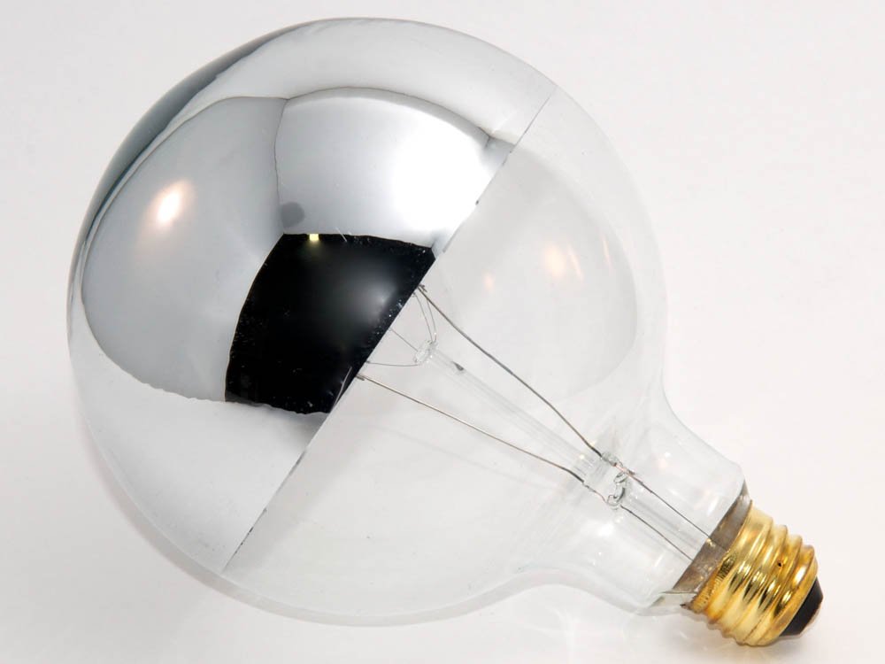 Bulbrite 100W Globe Shape Bulb, Half Chrome, Warm White, Model 100G40HM, Single Item