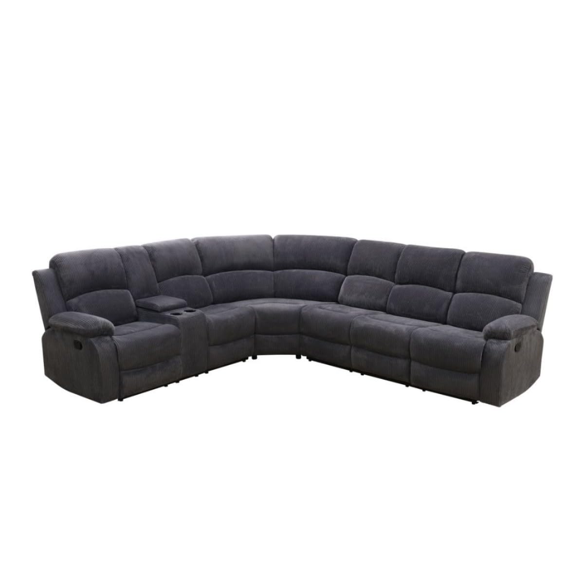 UOCFYK Reclining Sectional Sofa Set, L Shaped Recliner Couch with Cup Holder and Storage Console for Home Theater & Living Room, Dark Gray