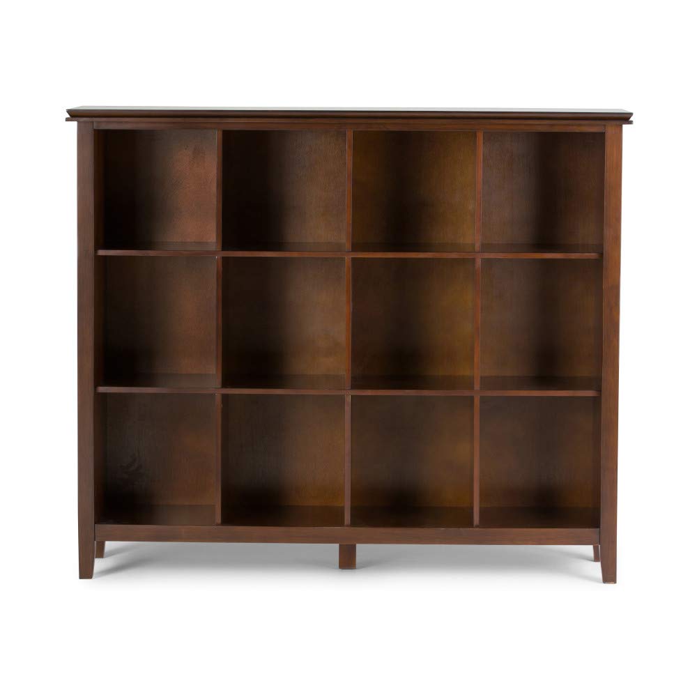 SIMPLIHOME Artisan Bookcase - 48 inch Tall 12-Cube Solid Wood Cube Organizer in Russet Brown, Transitional Storage Bookcase for Living Room, Study Room or Office with Fixed Shelves and Tapered Legs