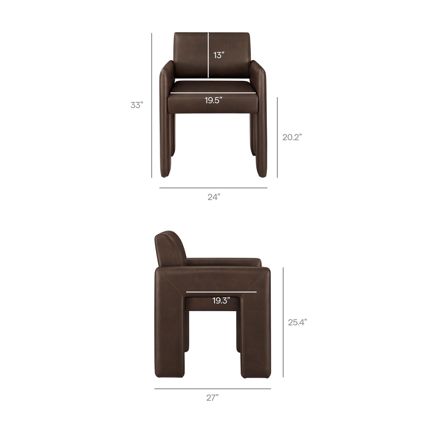 Modway Daven Fully Upholstered Vegan Leather Dining Chair in Espresso – Mid-Century Modern Faux Leather Accent Chair with Cushioned Seat for Living Room, Office, Bedroom