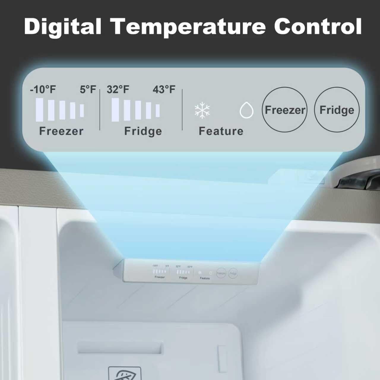 Iceblue 15.6 Cu.Ft. Side-by-side Refrigerators, 33" Full Size Refrigerator, Zoning Temperature Control Beverage Refrigerator with Freezer, Frost Free Beverage Fridge - Black Stainless Steel